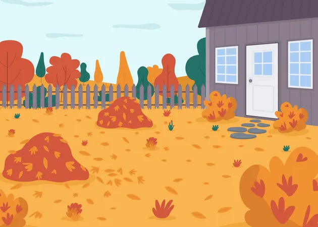 Autumnal backyard  Illustration