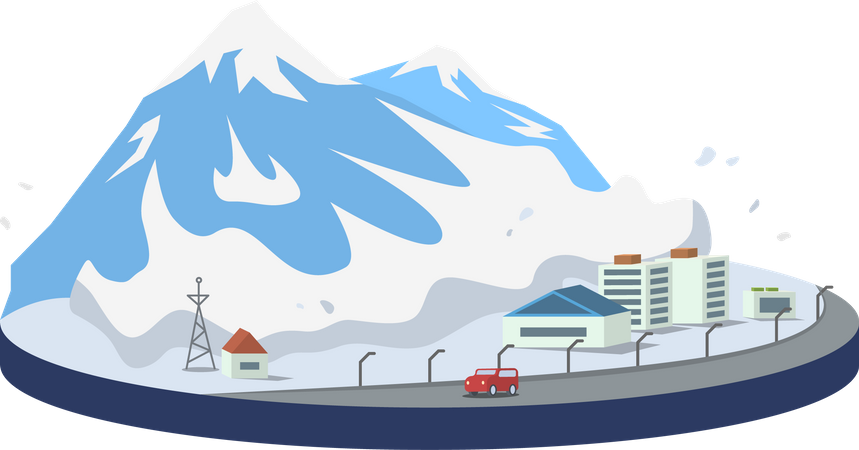 Avalanche en ville  Illustration