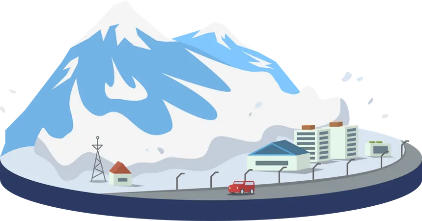 Avalanche in city Illustration