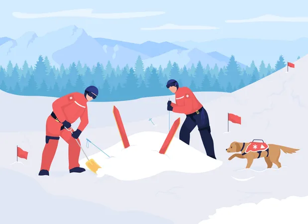 Avalanche rescue Illustration