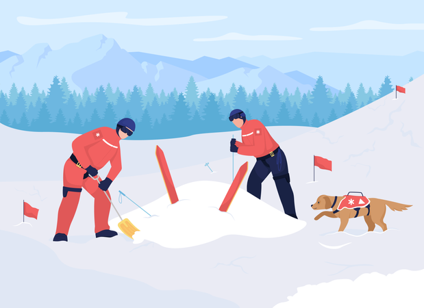 Avalanche rescue  Illustration