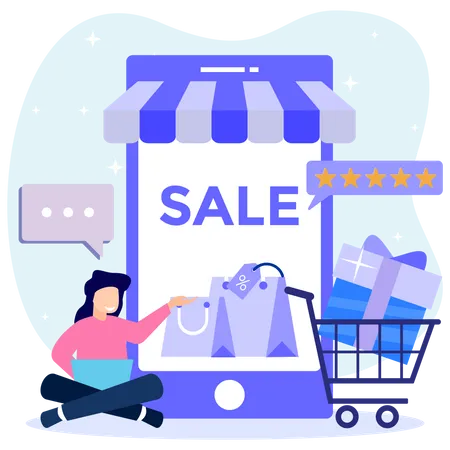 Revisão de compras on-line  Illustration