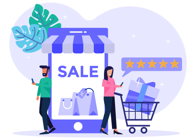 Revisão de compras on-line  Ilustração