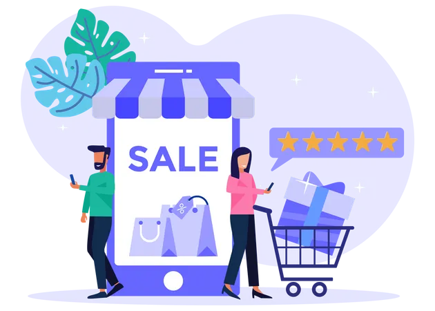 Revisão de compras on-line  Ilustração