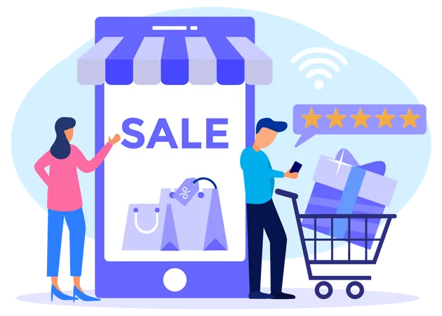 Revisão de compras on-line  Ilustração