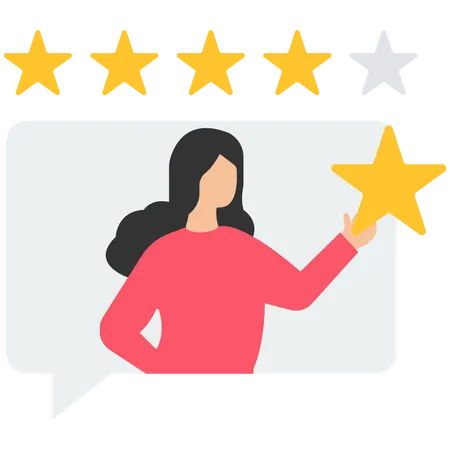 Avaliação do feedback do cliente com classificação de cinco estrelas  Ilustração