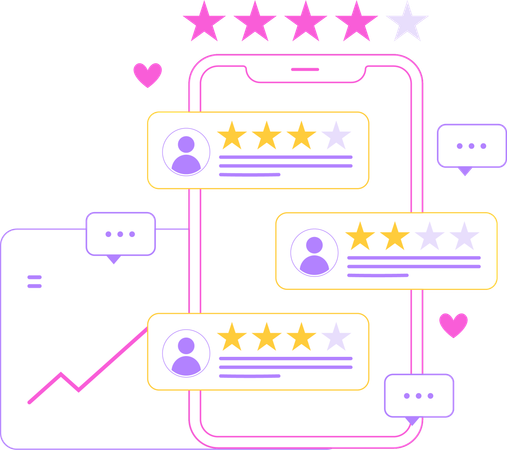 Avaliação do cliente no celular  Ilustração