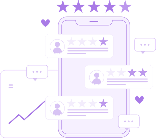 Avaliação do cliente no celular  Ilustração