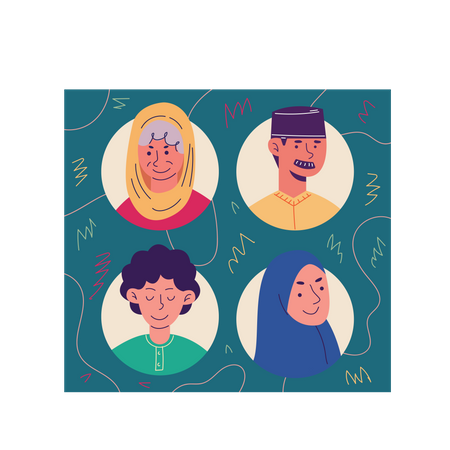 Avatar de familia musulmana  Ilustración