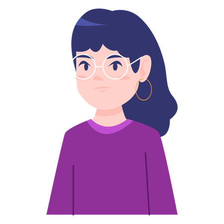Avatar femenino con gafas  Ilustración