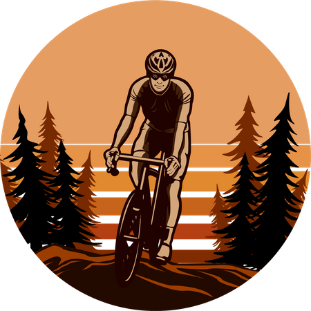 Aventura de bicicleta de estrada  Ilustração