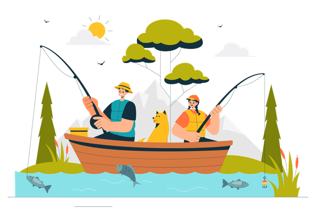 Aventure de pêche  Illustration