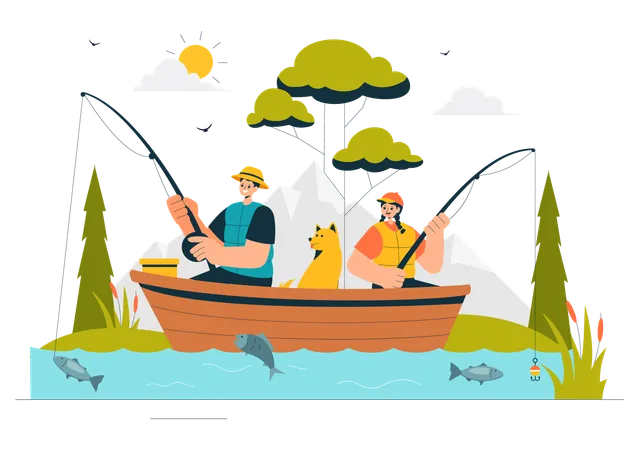 Aventure de pêche  Illustration