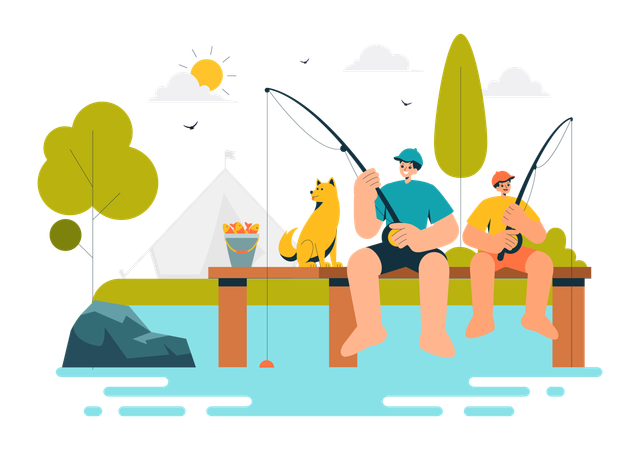 Aventure de pêche  Illustration