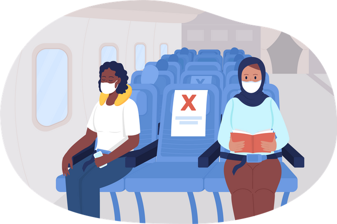 Distanciamento social seguro do avião  Ilustração