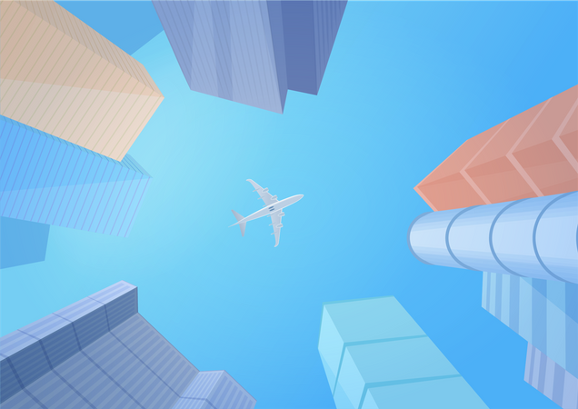 Avião visível da cidade  Ilustração