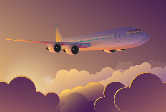 Avião voando no ar  Ilustração