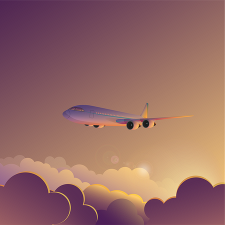 Avião voando no céu  Ilustração