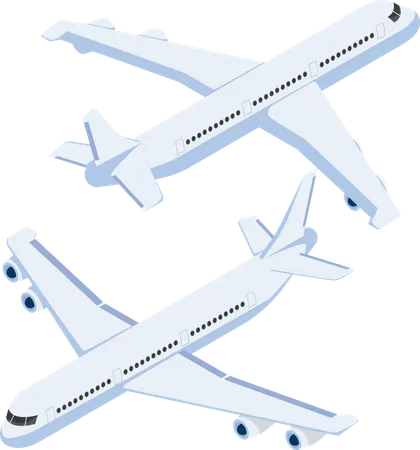 Plano 3 D Isometrico Gran Avion De Pasajeros Transporte Aereo Y Concepto De Viaje Ilustración