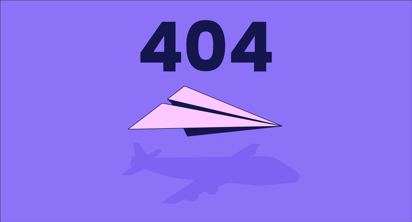 Avion en papier avec erreur d'ombre 404  Illustration