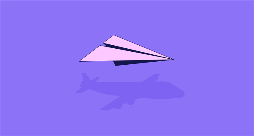 Avion en papier volant  Illustration