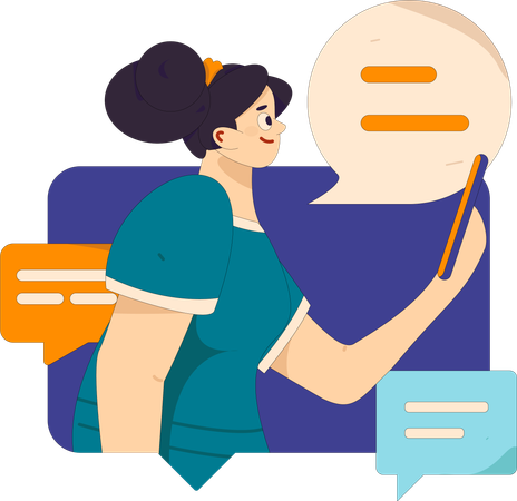 Vues d'une femme sur des messages professionnels  Illustration