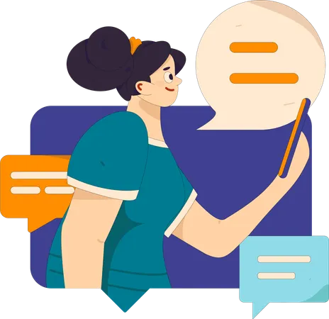 Vues d'une femme sur des messages professionnels  Illustration