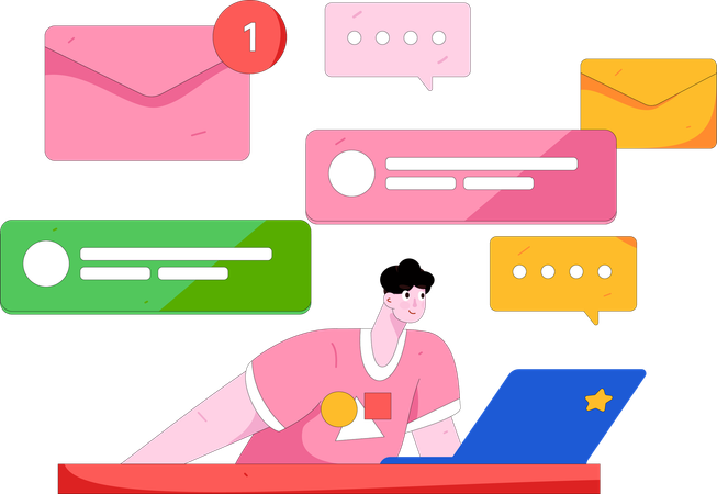 Opinions des employés sur les messages en ligne non lus  Illustration