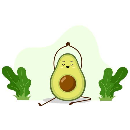 Avocado doing yoga Illustration