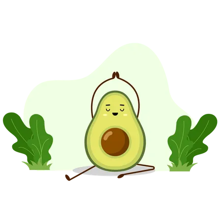 Avocado doing yoga  일러스트레이션