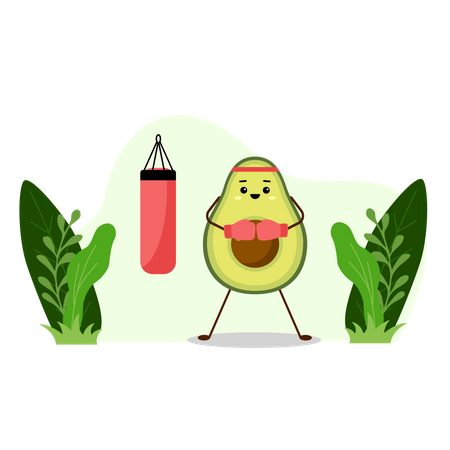 Avocado beim Boxen  Illustration