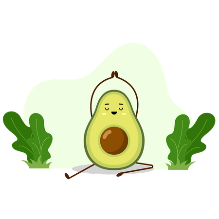 Avocado beim Yoga  Illustration