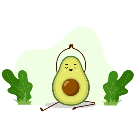 Avocado beim Yoga  Illustration