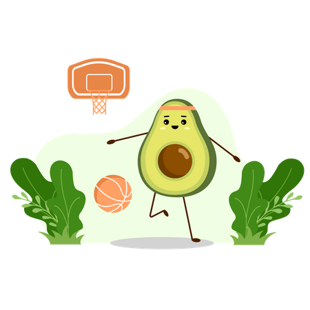 Avocado mit Basketball  Illustration