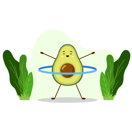 Avocado mit Hula Hoop  Illustration