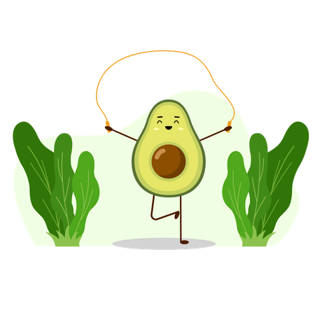 Avocado mit Springseil  Illustration