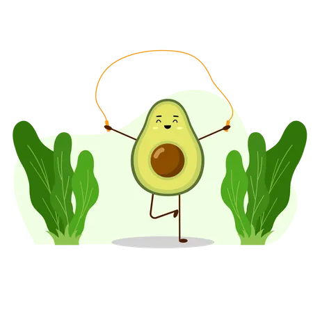 Avocado mit Springseil  Illustration