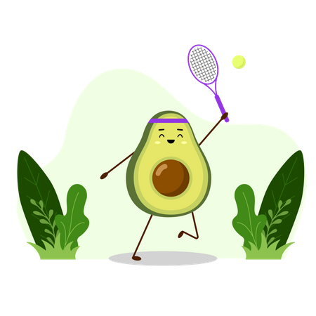 Avocado spielt Tennis  Illustration