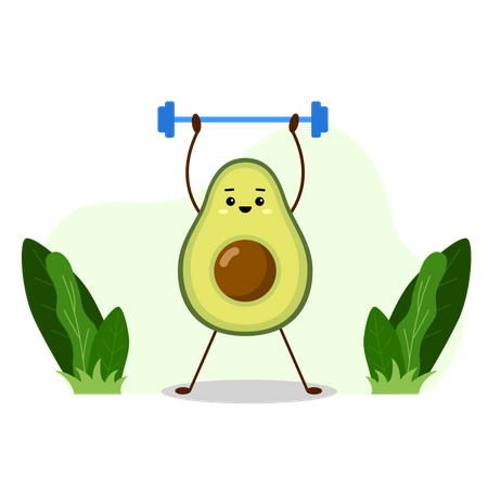 Avocado with barbell Illustration