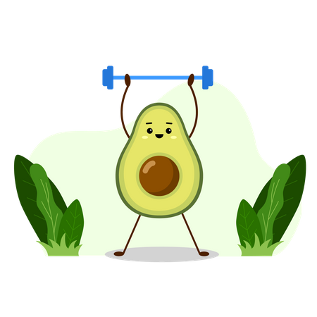 Avocado with barbell  Illustration