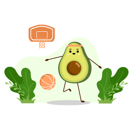 Avocado with basketball ball Illustration
