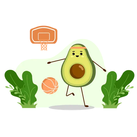 Avocado with basketball ball  Illustration