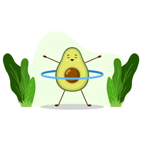 Avocado with hula hoop Illustration