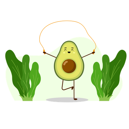Avocado with skipping rope Illustration
