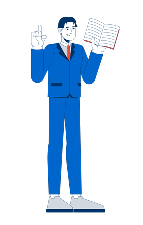 Avocat confiant, homme asiatique tenant un livre juridique  Illustration
