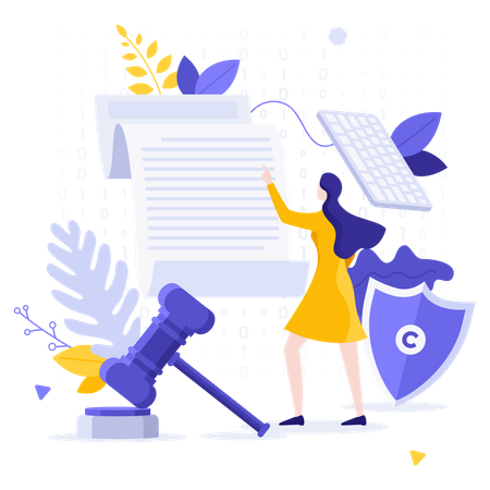 Avocate vérifiant les documents  Illustration