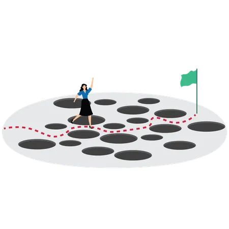 落とし穴を避ける計画と障害物の回避  イラスト