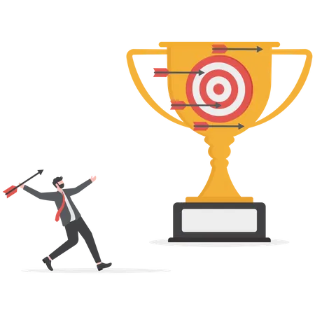 Award Of Achievement Achieve Business Goals Job Duties Or From The Competition Businessmen Achieve Goals For Trophies Illustration