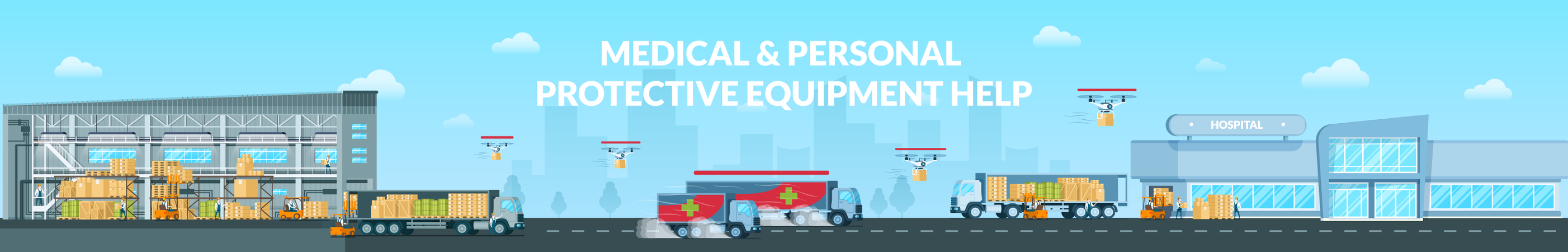 Ayuda con equipos médicos y de protección personal  Ilustración