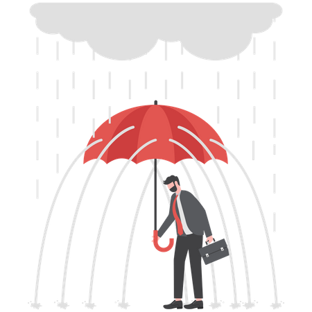 Empresário azarado sob chuva  Ilustração